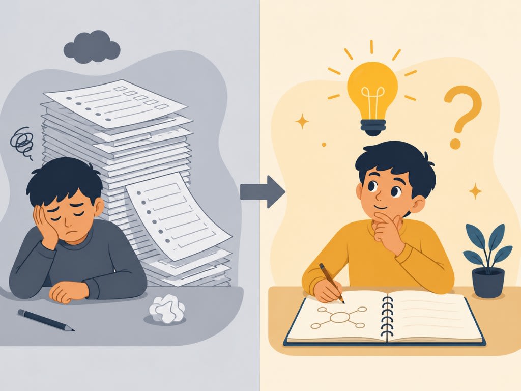From worksheet overload and confusion to fewer problems with deeper thinking, where a student can explain and apply a concept independently.
