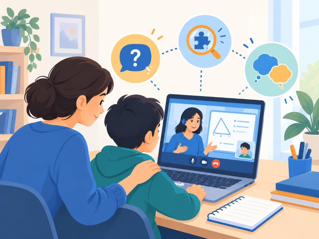 A parent and child in a 1:1 tutoring session, with inquiry, analysis, and visible thinking as the core of didactic STEM teaching.