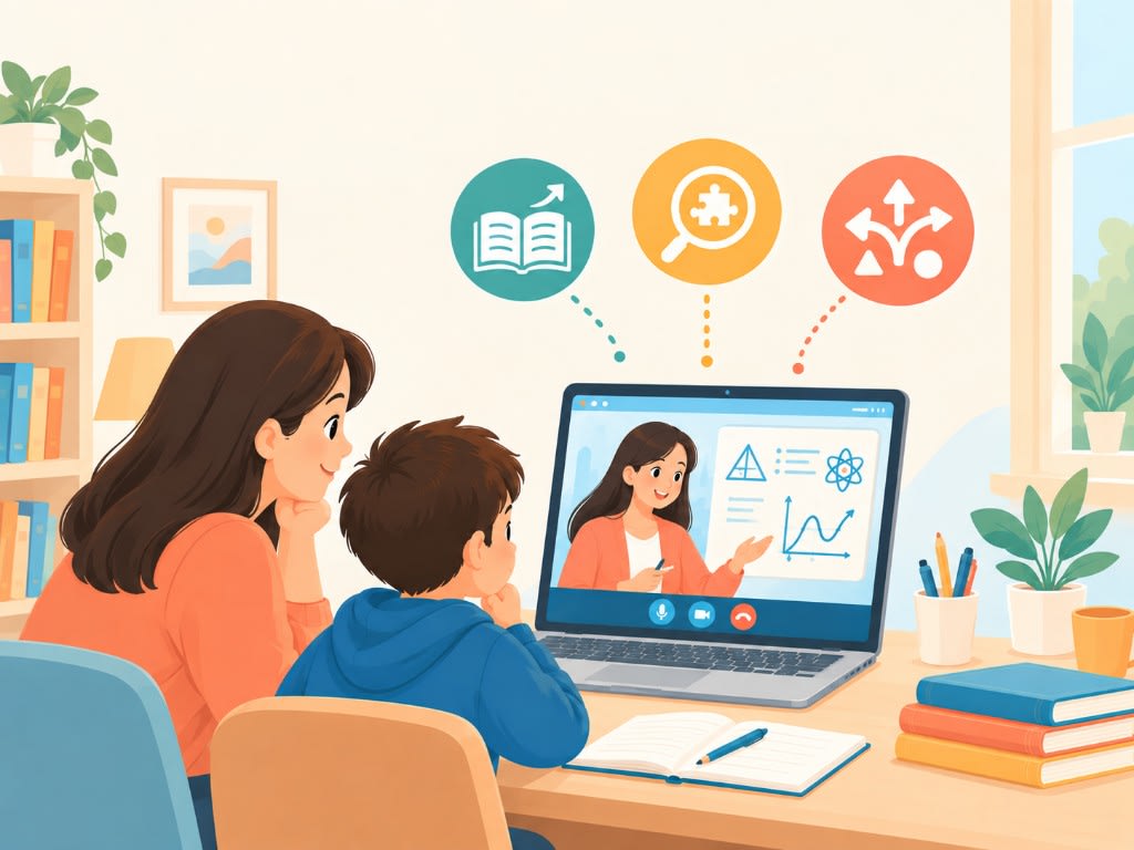 A parent and student watch a specialized tutor adapt with growth, diagnosis, and flexible teaching approaches.
