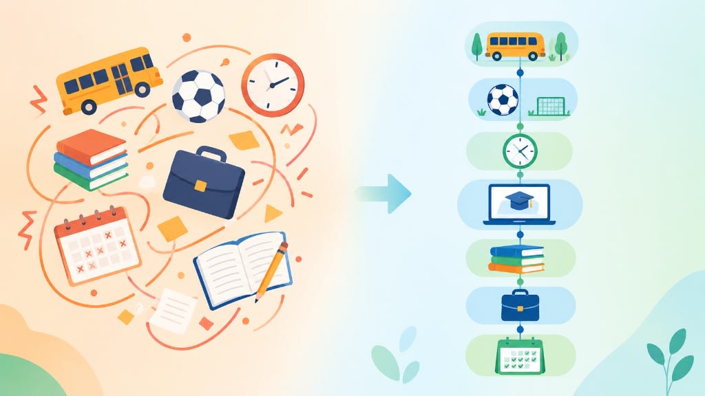 A chaotic family schedule becomes a clear routine when flexible 1:1 online tutoring fits into existing commitments.