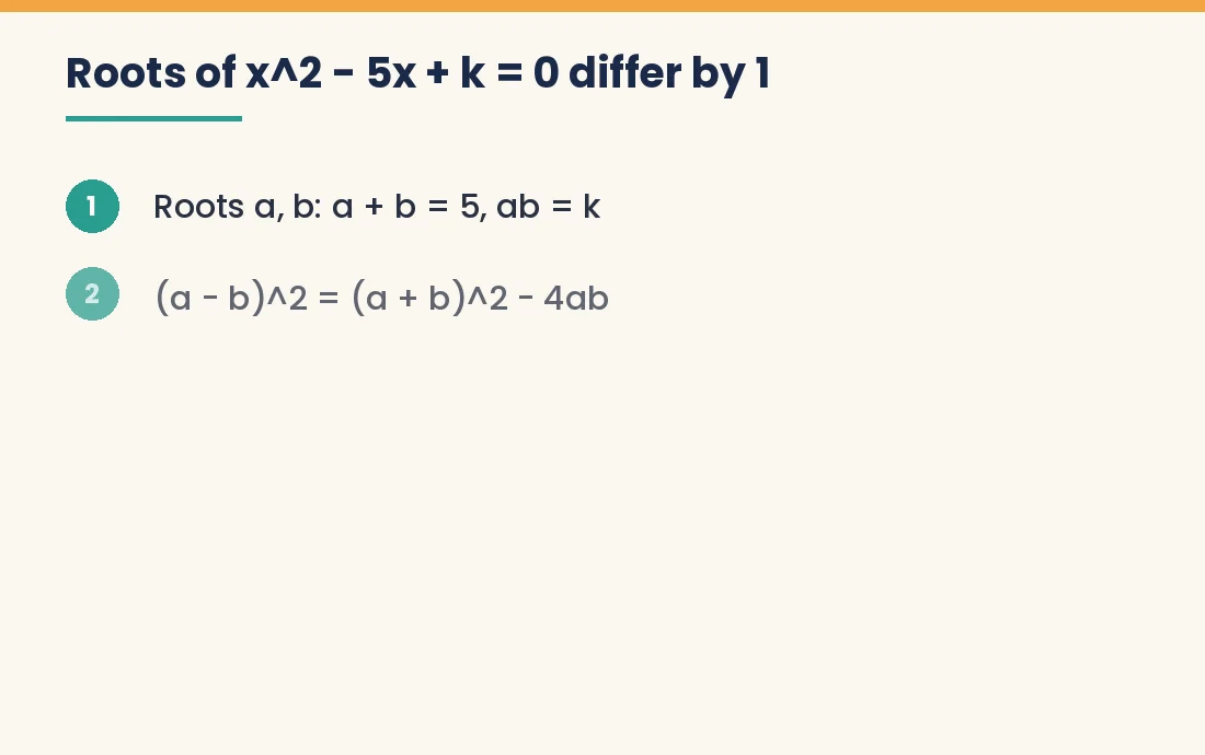 Worked JEE-style quadratic problem solved step by step