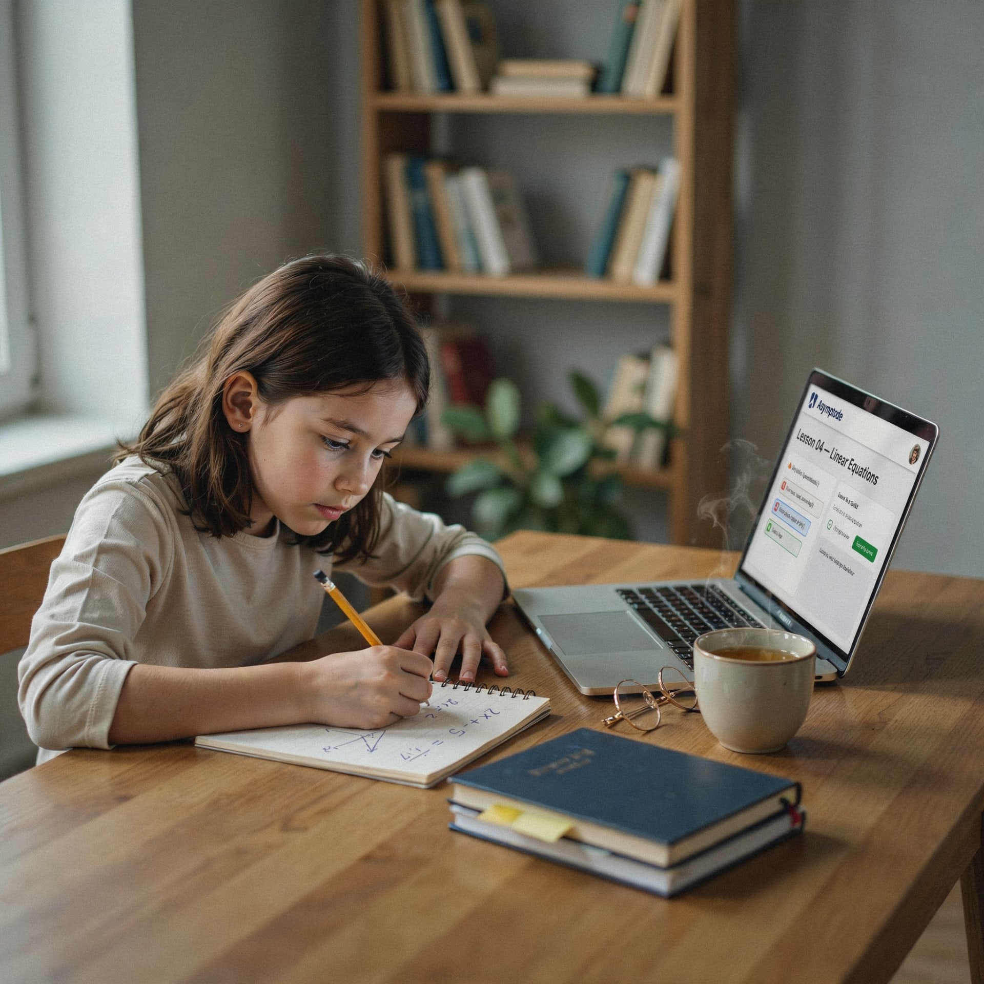 A student in a one-on-one online math and science mentorship session