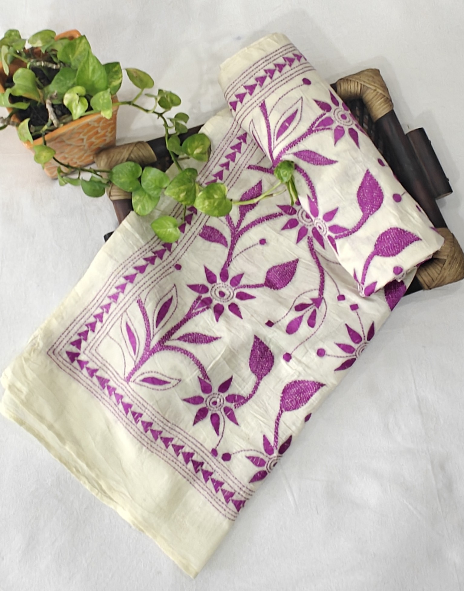 Kantha Stitch Silk Dupatta