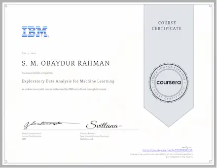 Shimanto Rehman - Exploratory Data Analysis for Machine Learning - IBM