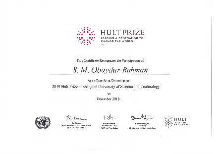 Shimanto Rehman - Participation of 2019 Hult Prize at Shahjalal University of Science and Technology