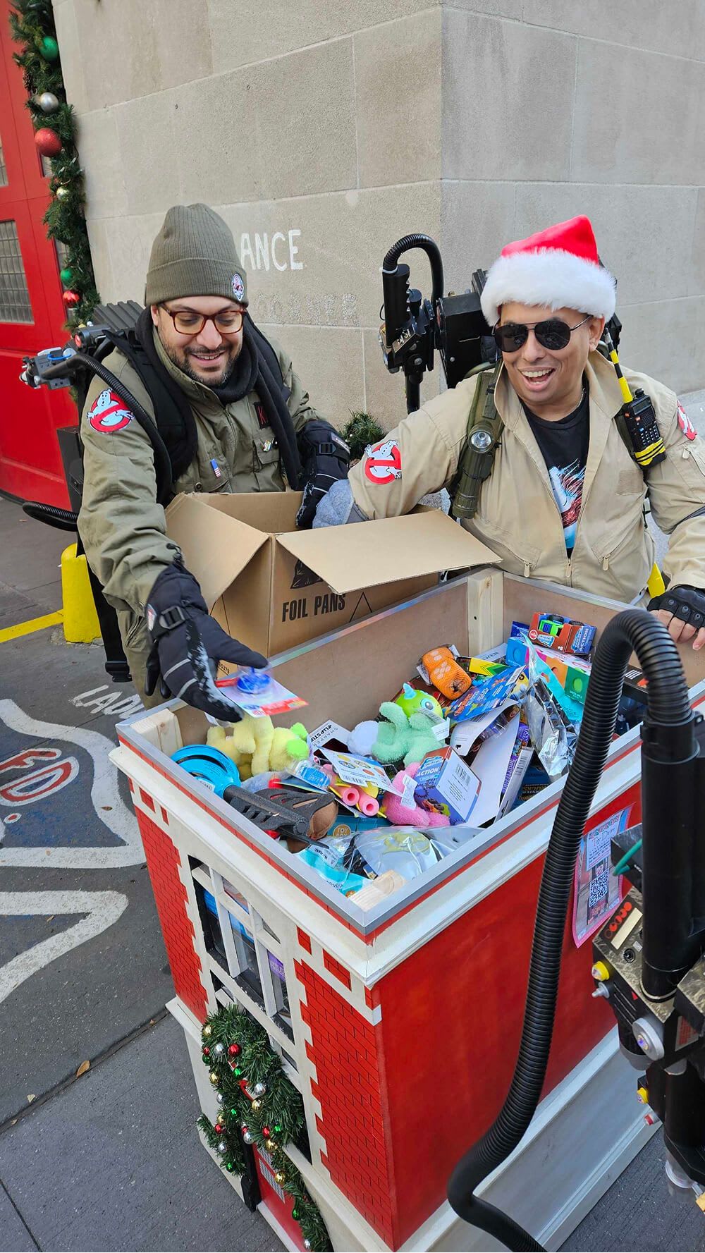 NYC Ghostbusters members collecting toys at Hook & Ladder 8 for the annual Ghostbusters Toy Drive