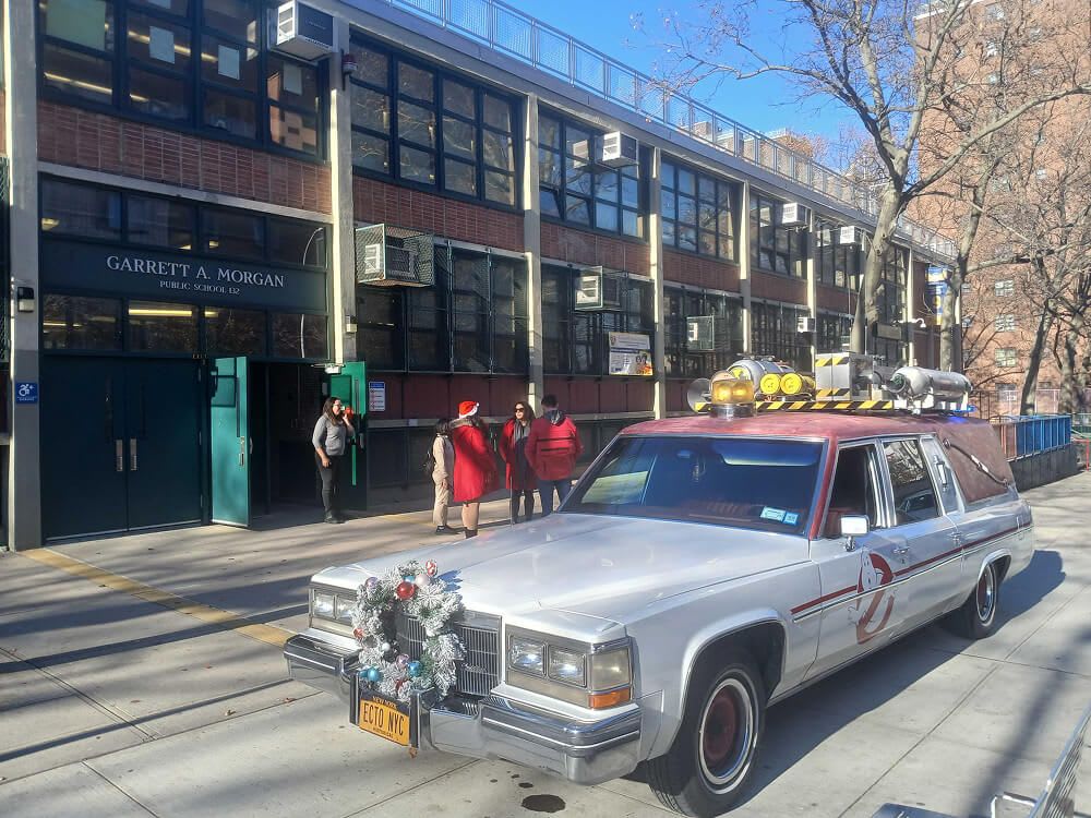 NYC Ghostbusters arrive at a school in the Bronx for a special visit