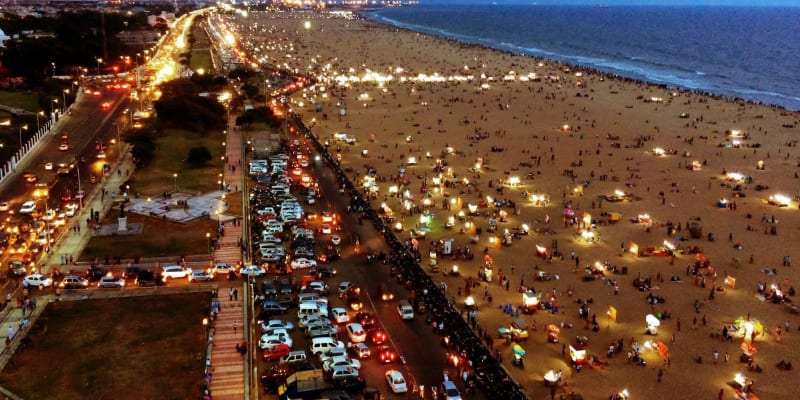 Marina Beach, Chennai: Moonlit Stroll by the Shore