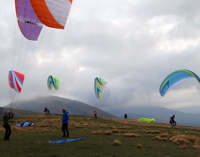 Paragliding in Castelluccio, Italy Image