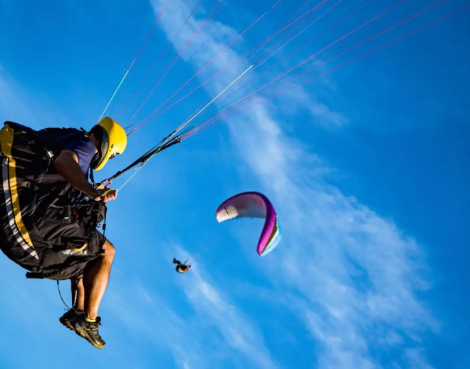 Paragliding in Castelluccio, Italy Image