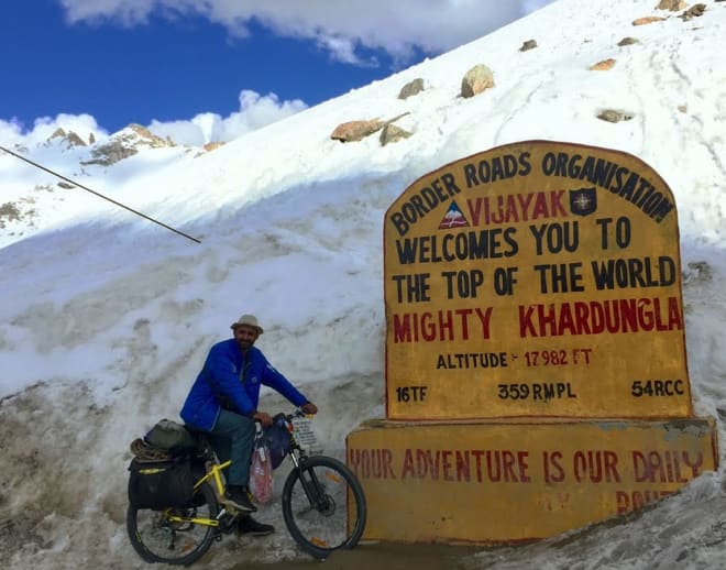 Leh From Khardungla Cycling Image