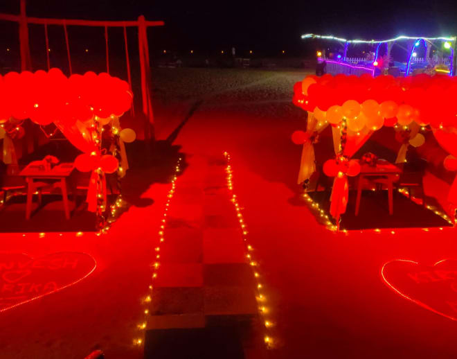 Candle Light Dinner At Morjim Beach Image