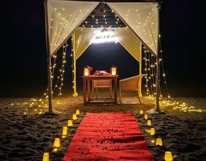 Candle Light Dinner At Morjim Beach Image