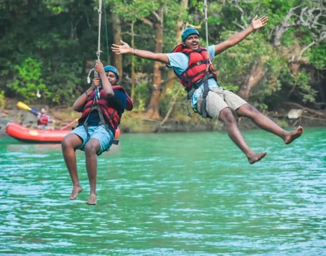 Zipline in Dandeli Over River Kali Image