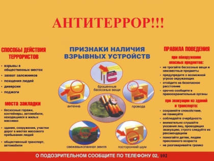 Памятка гражданам о соблюдении мер личной безопасности и бдительности в отношении возможных проявлений терроризма
