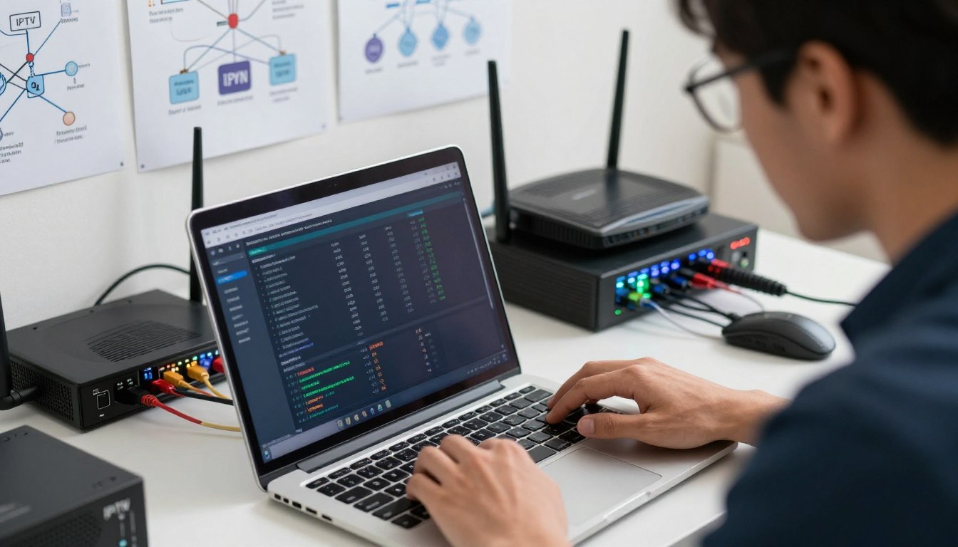 Router mit VPN-Verbindung auf zwei Laptops – VPN gegen ISP-Drosselung für stabiles IPTV Streaming