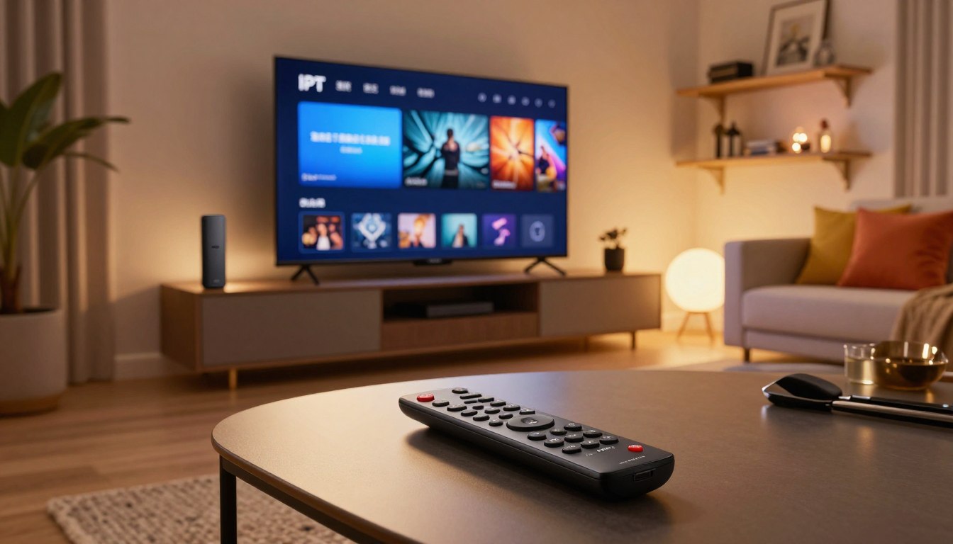 Person richtet Amazon Fire Stick mit Fernbedienung ein – Flix IPTV auf Firestick installieren Schritt für Schritt