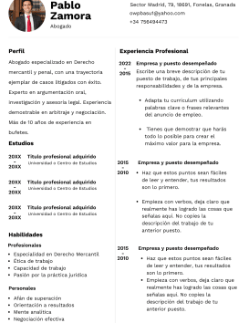 Ejemplo de currículum de Abogado