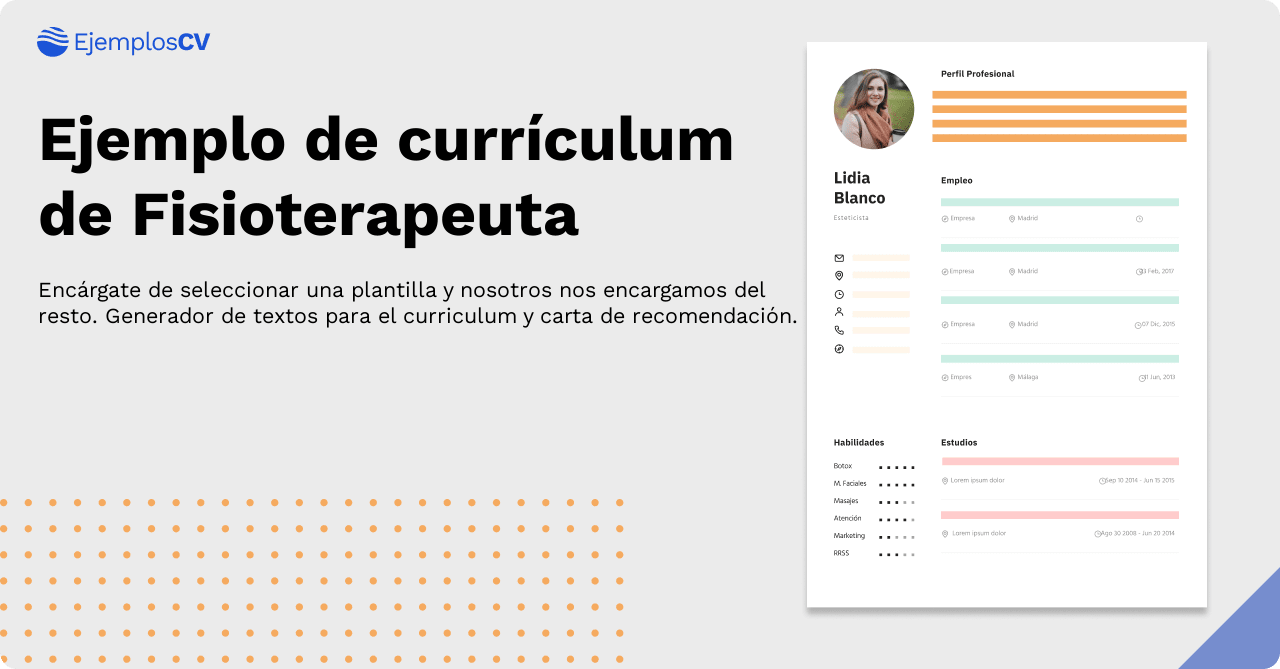 Ejemplo de currículum de Fisioterapeuta