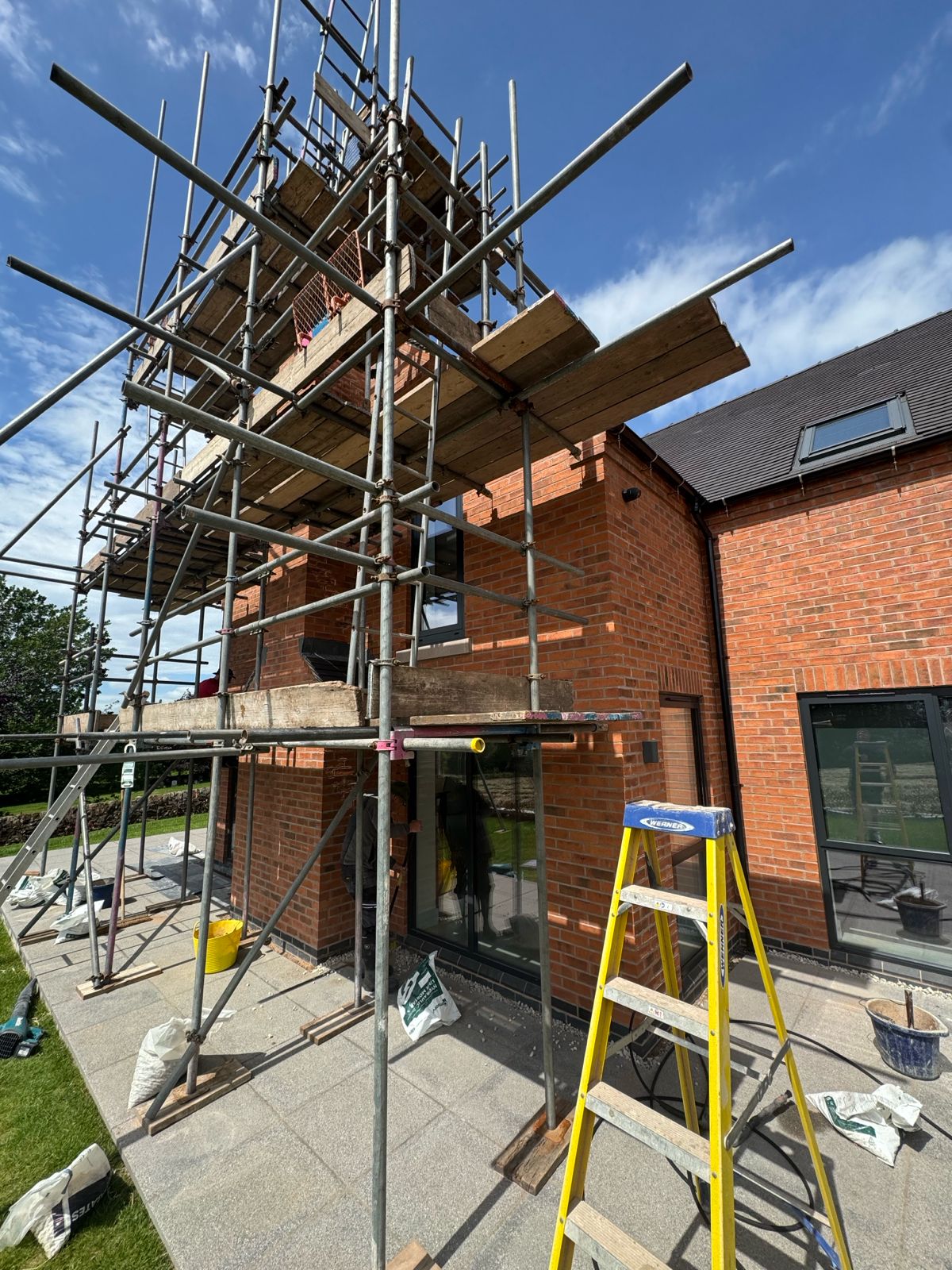 Rear corner scaffolding — repointing works in progress