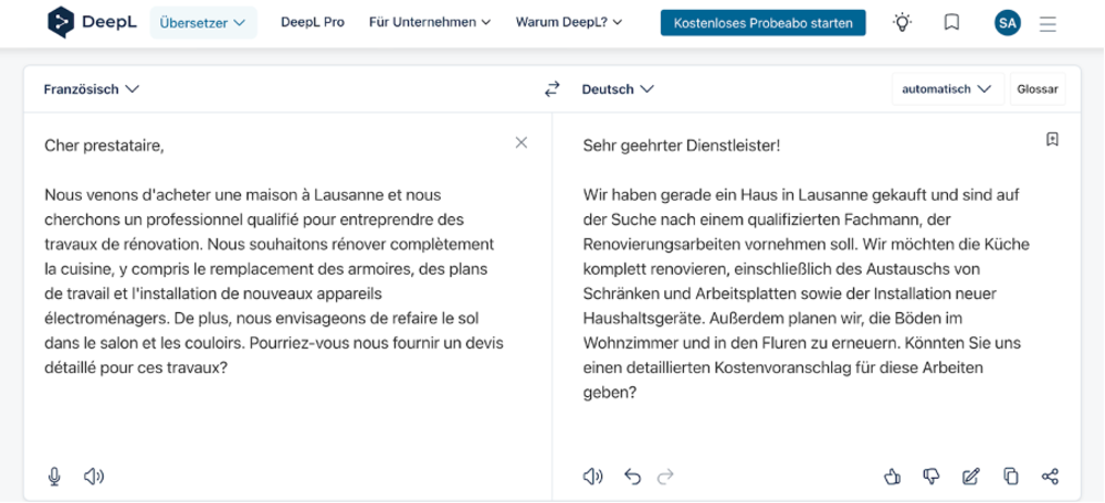 Einsatzbeispiel - Kundenanfragen mit DeepL übersetzen