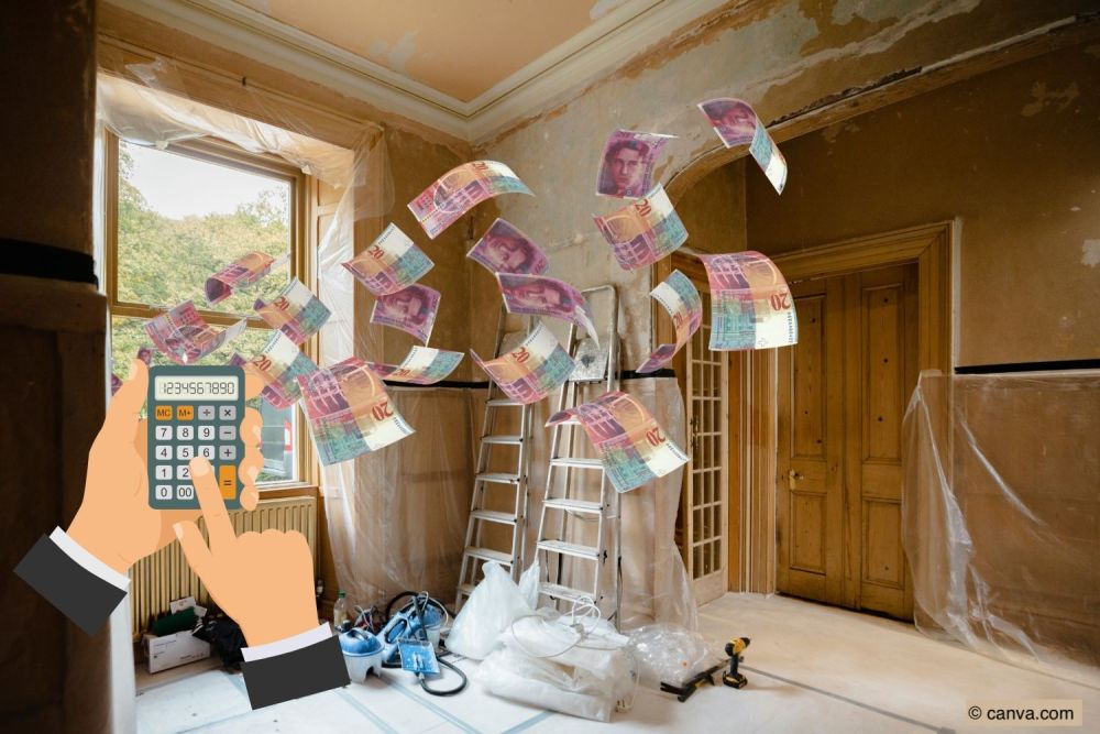 Geld, das durch ein Haus fliegt, das renoviert wird