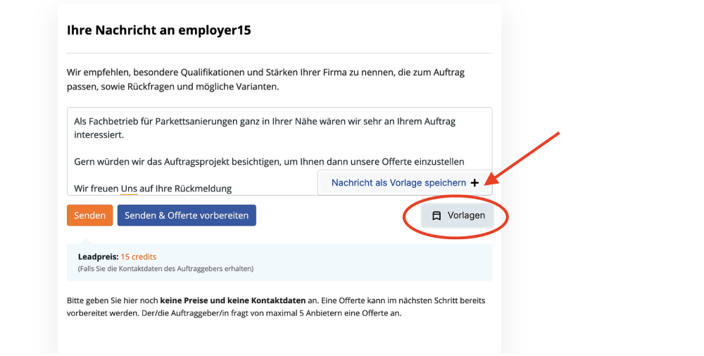 Bewerbungsvorlagen auf Ofri erstellen und abspeichern