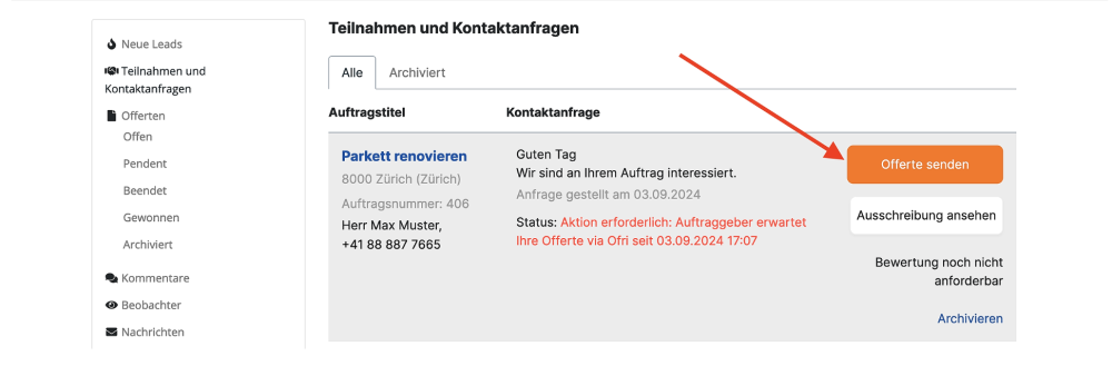 Schritt 4: Offerte erstellen und senden