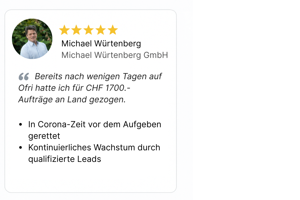 Ofri-Testimonial von Handwerker M. Würtenberg