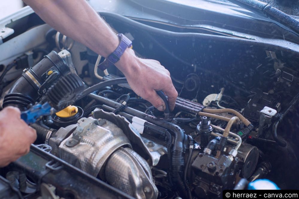 Automechaniker repariert Getriebe