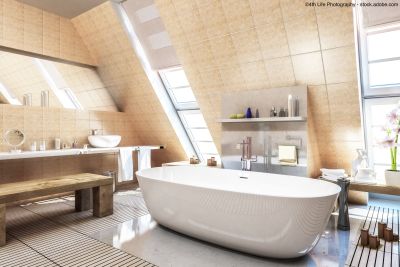 Salle de bain moderne avec baignoire sur pied