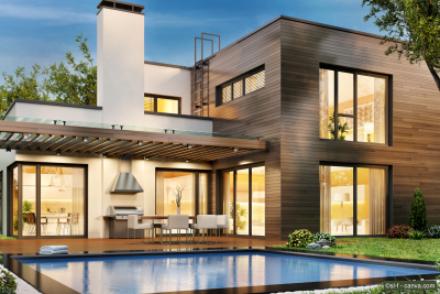 Maison individuelle moderne avec piscine