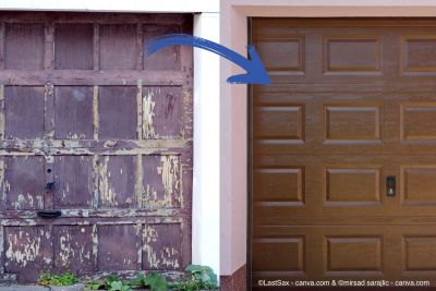 Remplacer une porte de garage : Image avant et après