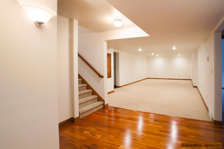 Geräumiger und moderner Keller nach den Ausbau