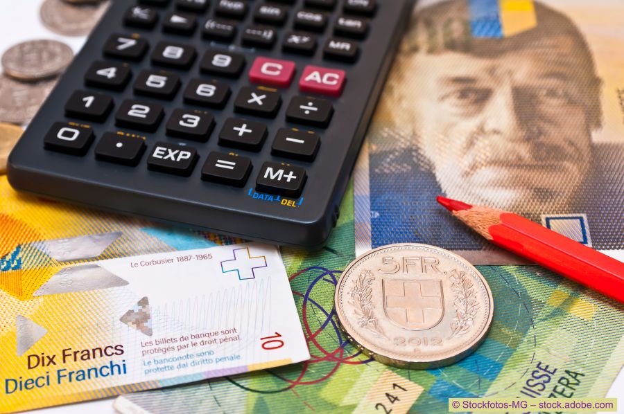 Schweizer Franken und Taschenrechner