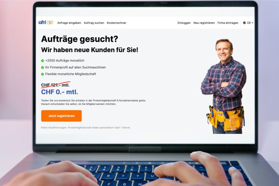 online-anmeldeseite-von-handwerkerplattform-ofri