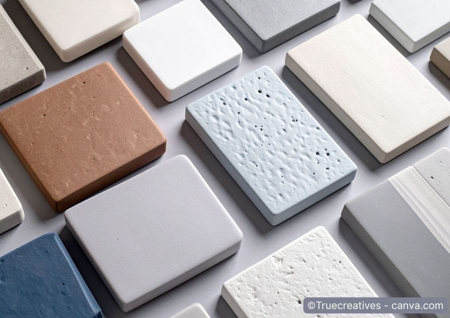 Motifs colorés en pierre de béton