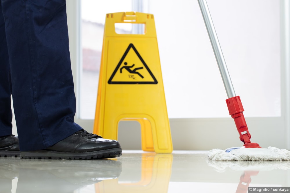 Baureinigung-Anbieter startet seine Arbeit auf einer fertigen Baustelle