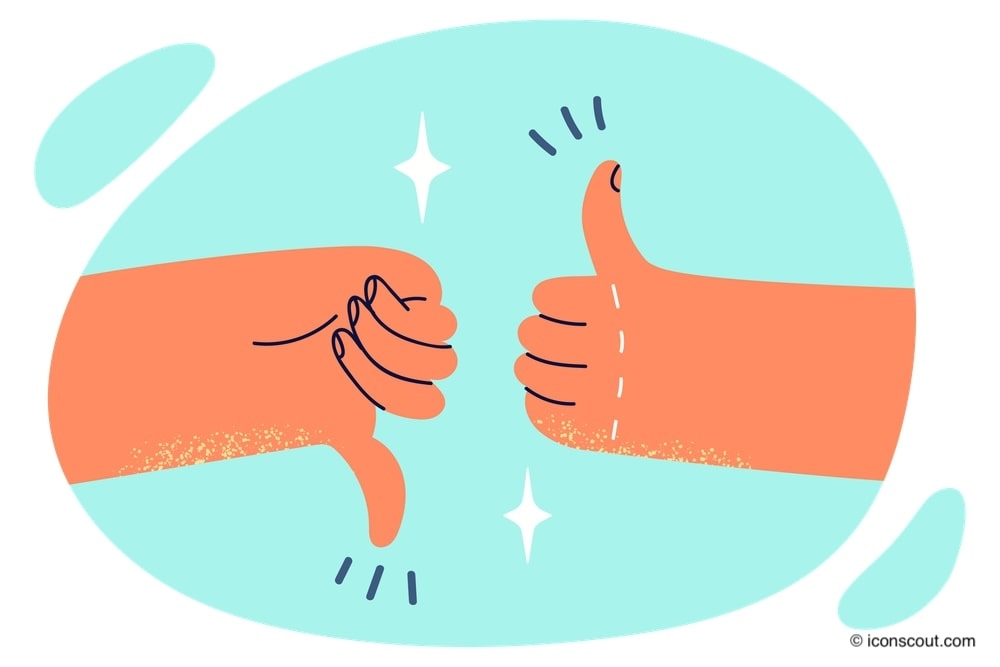 Daumen-nach-oben-Daumen-nach-unten