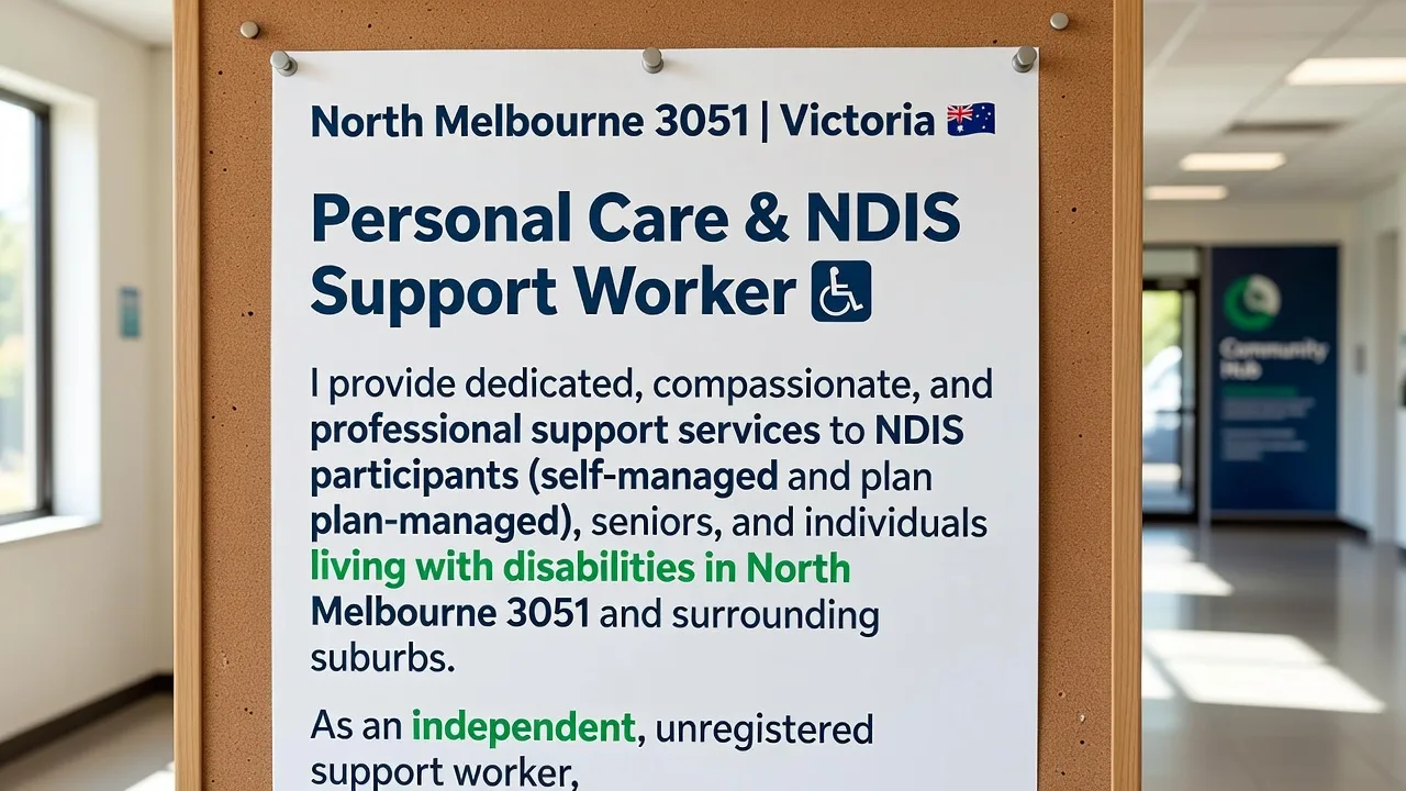 North Melbourne 3051 | Victoria 🇦🇺  Personal Care & NDIS Support Worker  ♿