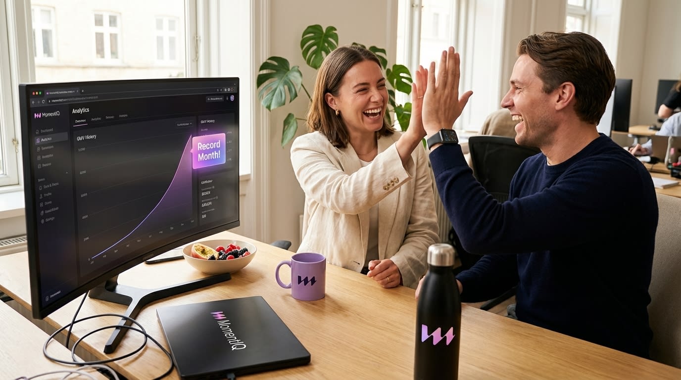 Sales dashboard displaying dramatic hockey-stick growth in TikTok Shop GMV history, celebrating a record month.