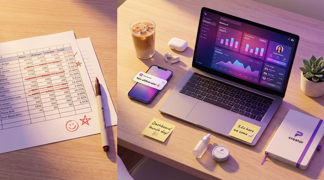 TikTok Shop creator dashboard upgrade from spreadsheets to custom weighted scoring system with upward revenue trends