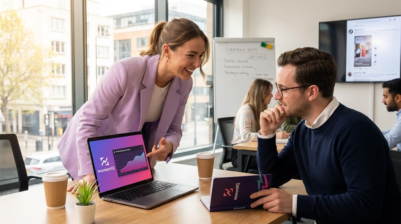 MomentIQ account manager guiding client through structured TikTok Shop A/B test setup.