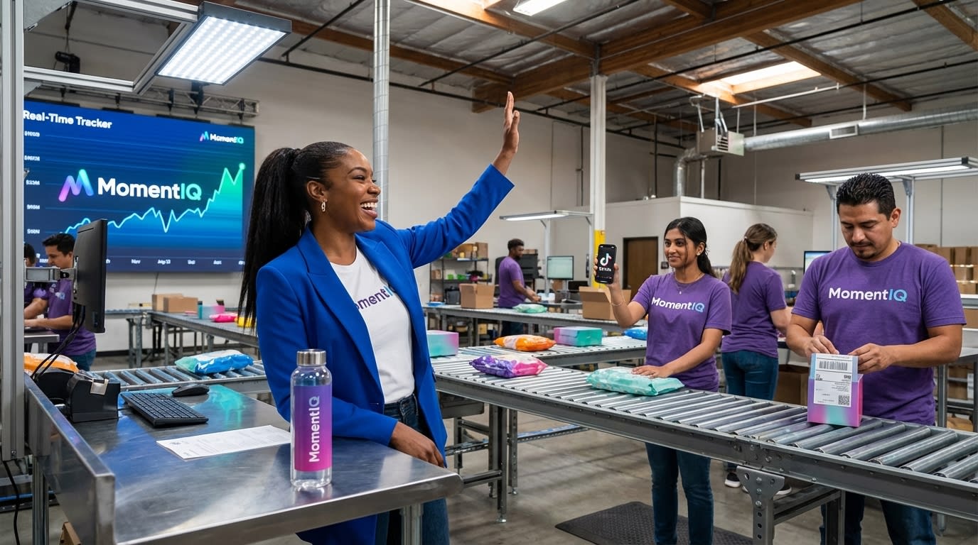 Brand owner confidently overseeing a busy TikTok Shop fulfillment center with packed orders