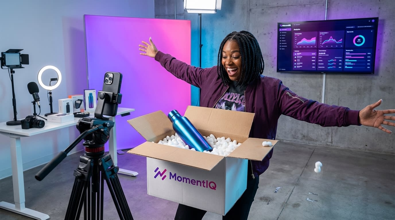 Excited TikTok Shop creator unboxing a product seeding package for review