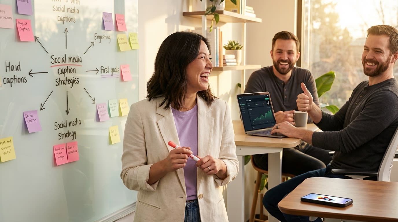 Flat lay of phones showing TikTok Shop creator profiles with skincare products and audience mapping notes