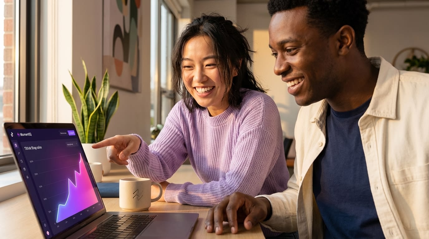 Team celebrating a TikTok Shop revenue spike from a successful flash sale on a dashboard.