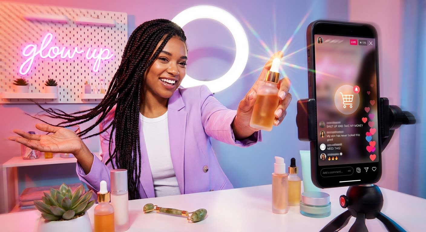 TikTok Shop creator filming product demo with live comments showing strong purchase intent signals