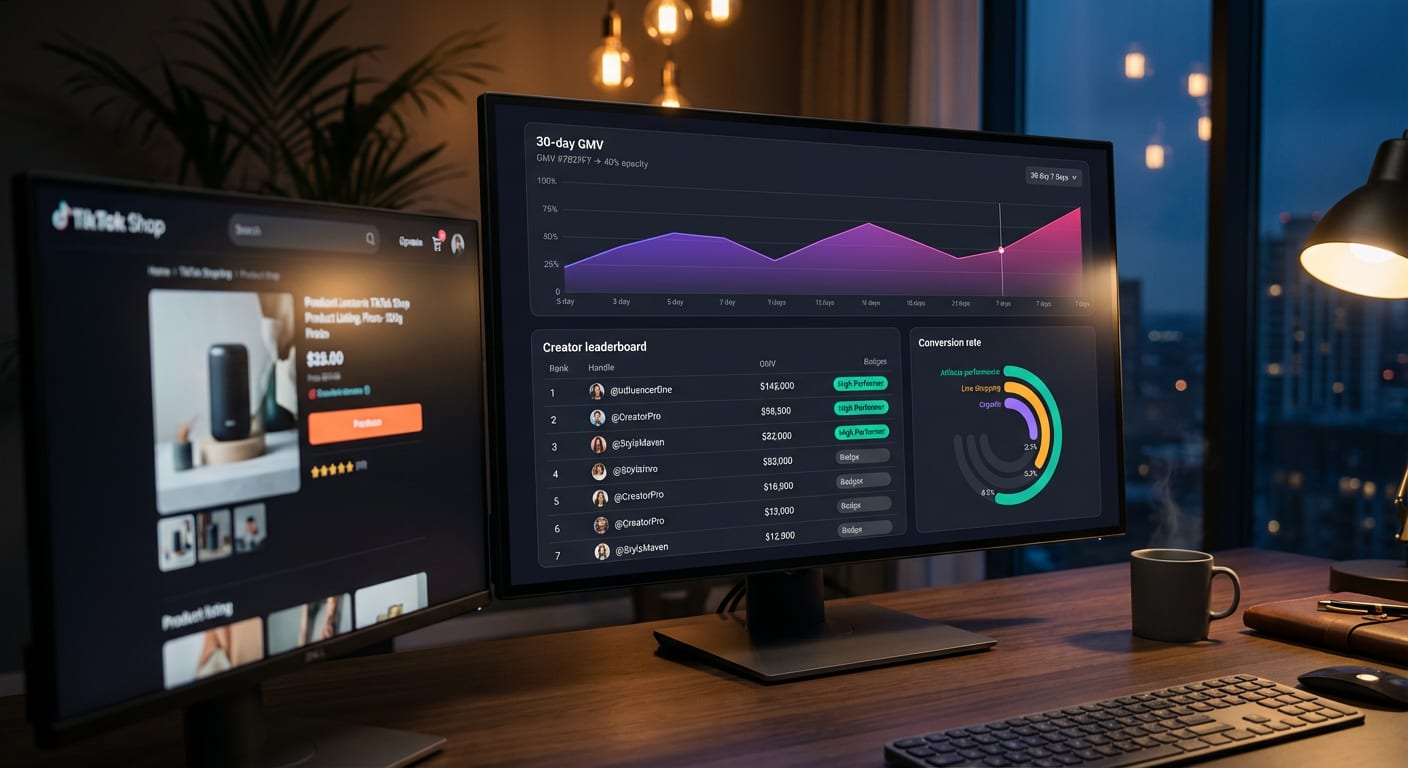 TikTok Shop analytics dashboard showing a 2.4x conversion rate increase from synchronized content