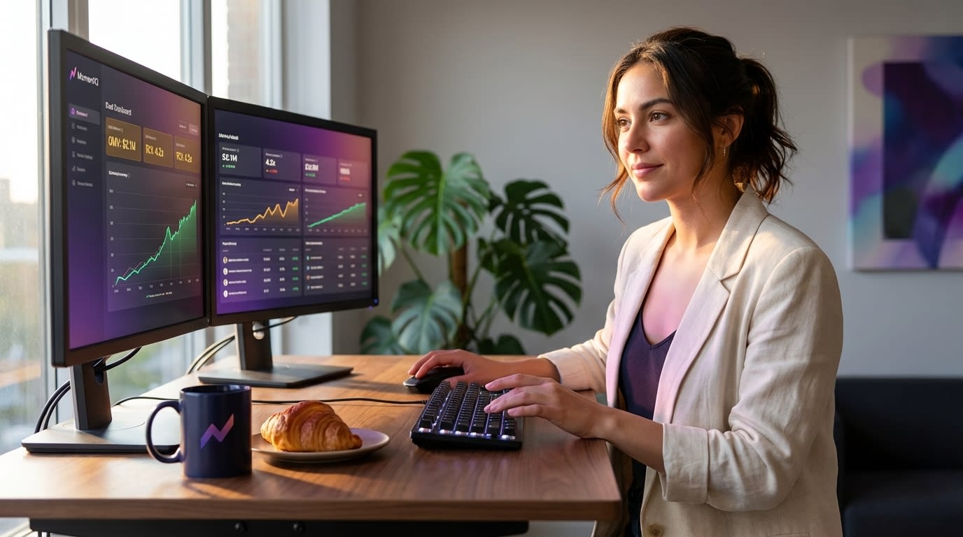 TikTok Shop media buyer confidently managing ads with integrated organic and creator content insights